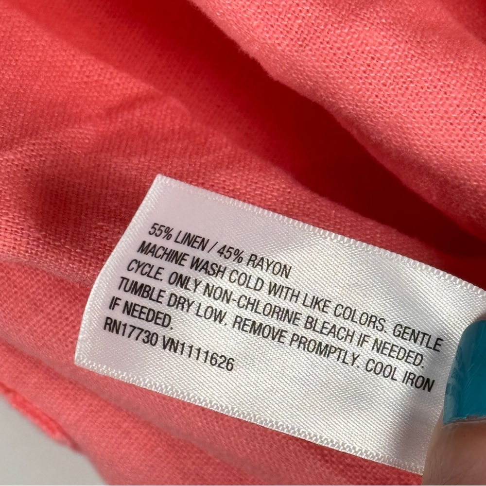 Isabel Maternity Ingrid + Isabel Linen/Rayon Pink Button Blouse‎ Top Lagenlook L - Picture 6 of 8